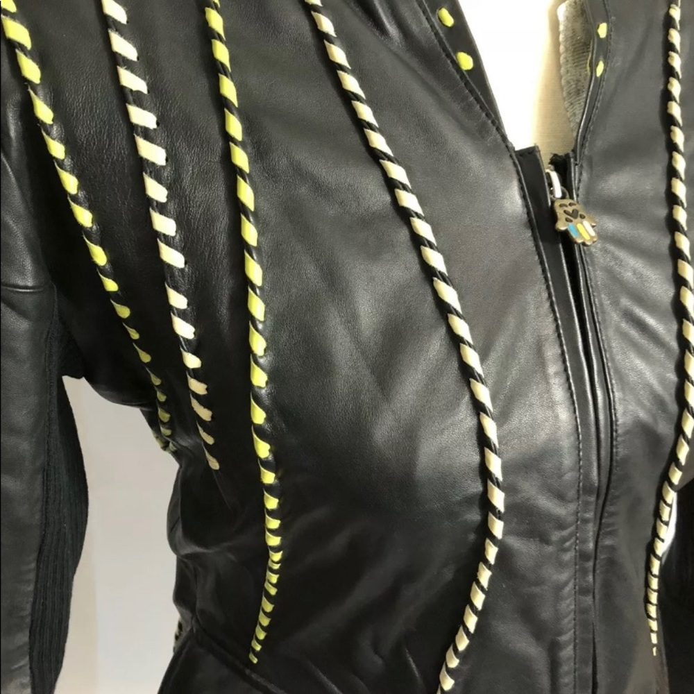 Roberto Cavalli Leather Jacket size 42 made Italy - Picture 4 of 7